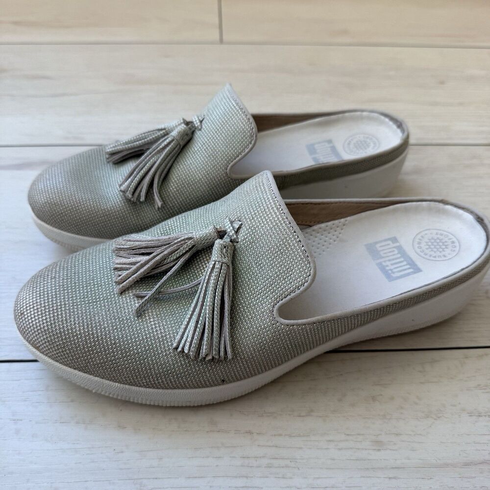 Fitflop Superskate Houndstooth Print Slip-On Mules Size 8.5 Womens Shoes Casual